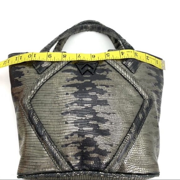 Kelly Wynne Exotic Leather Cheers To Me Mini Tote Bag in Black Metallic